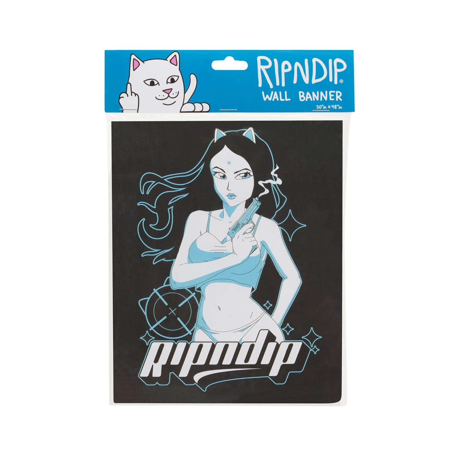 Wall Hanging RipNDip Desperado Cat Girl Banner Black 30 x 48" RipNDip The Groove Skate Shop