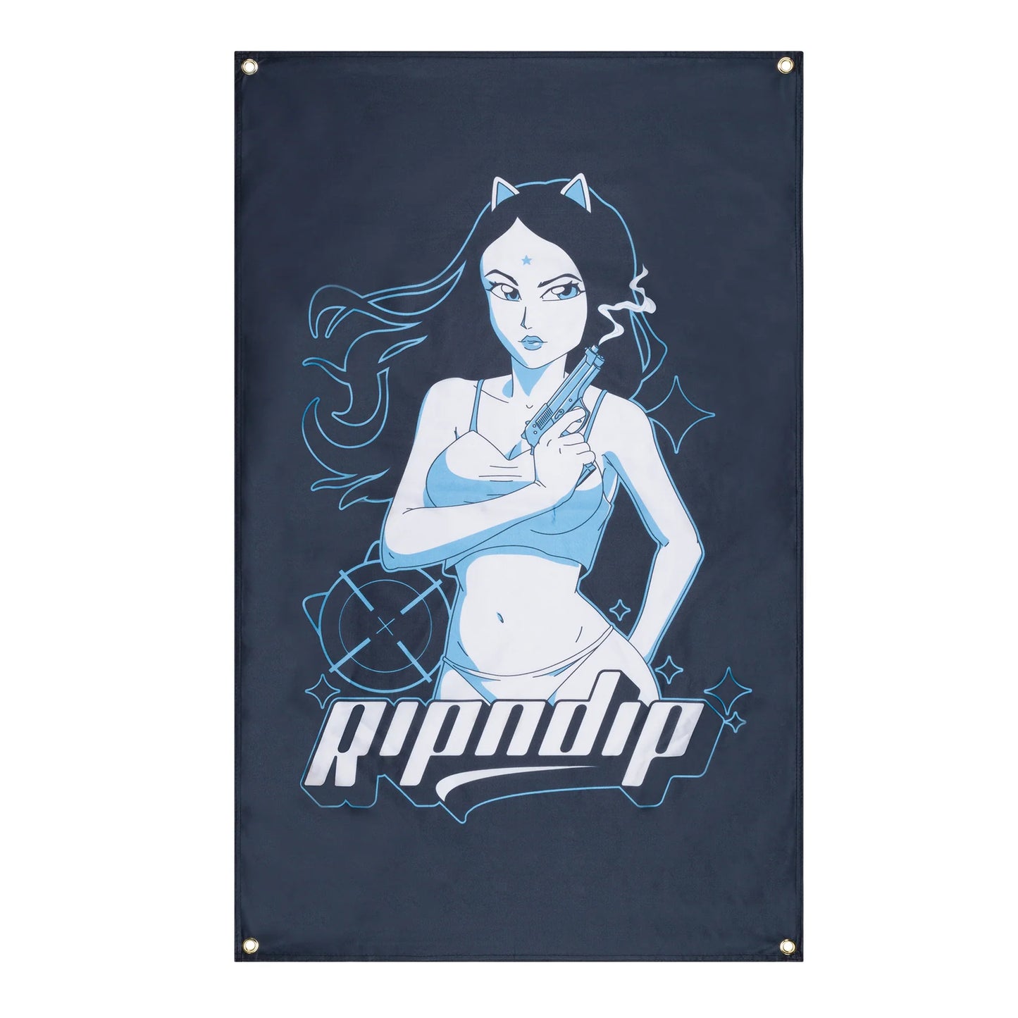 Wall Hanging RipNDip Desperado Cat Girl Banner Black 30 x 48" RipNDip The Groove Skate Shop