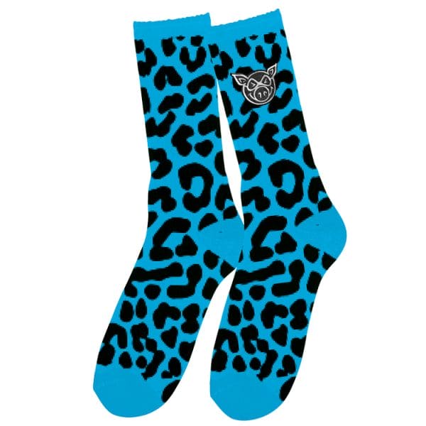 Socks Pig Wheels Socks Leopard Blue Pig Wheels The Groove Skate Shop