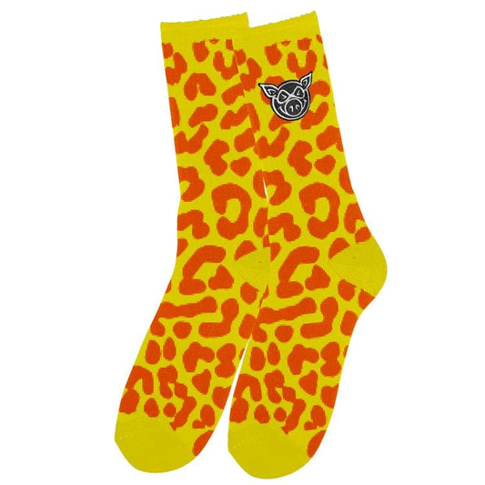 Socks Pig Wheels Socks Leopard Yellow Pig Wheels The Groove Skate Shop