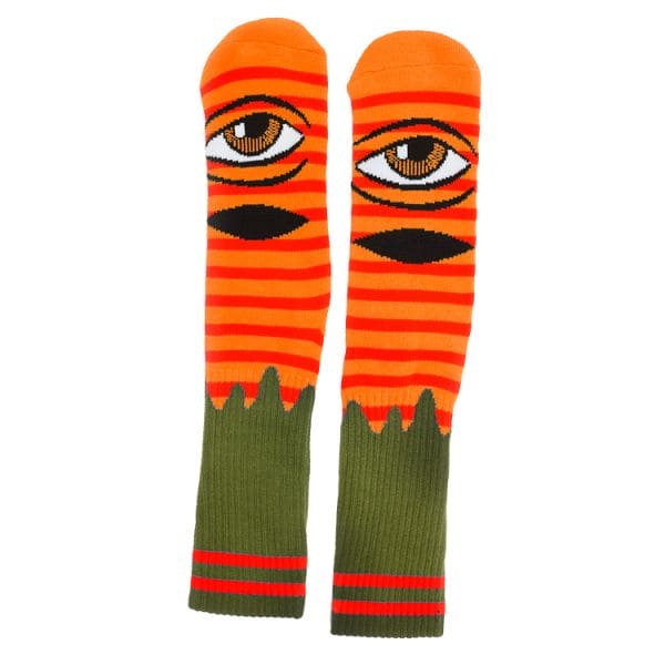 Socks Toy Machine Socks Sect Eye Stripe (Army / Orange) Toy Machine The Groove Skate Shop