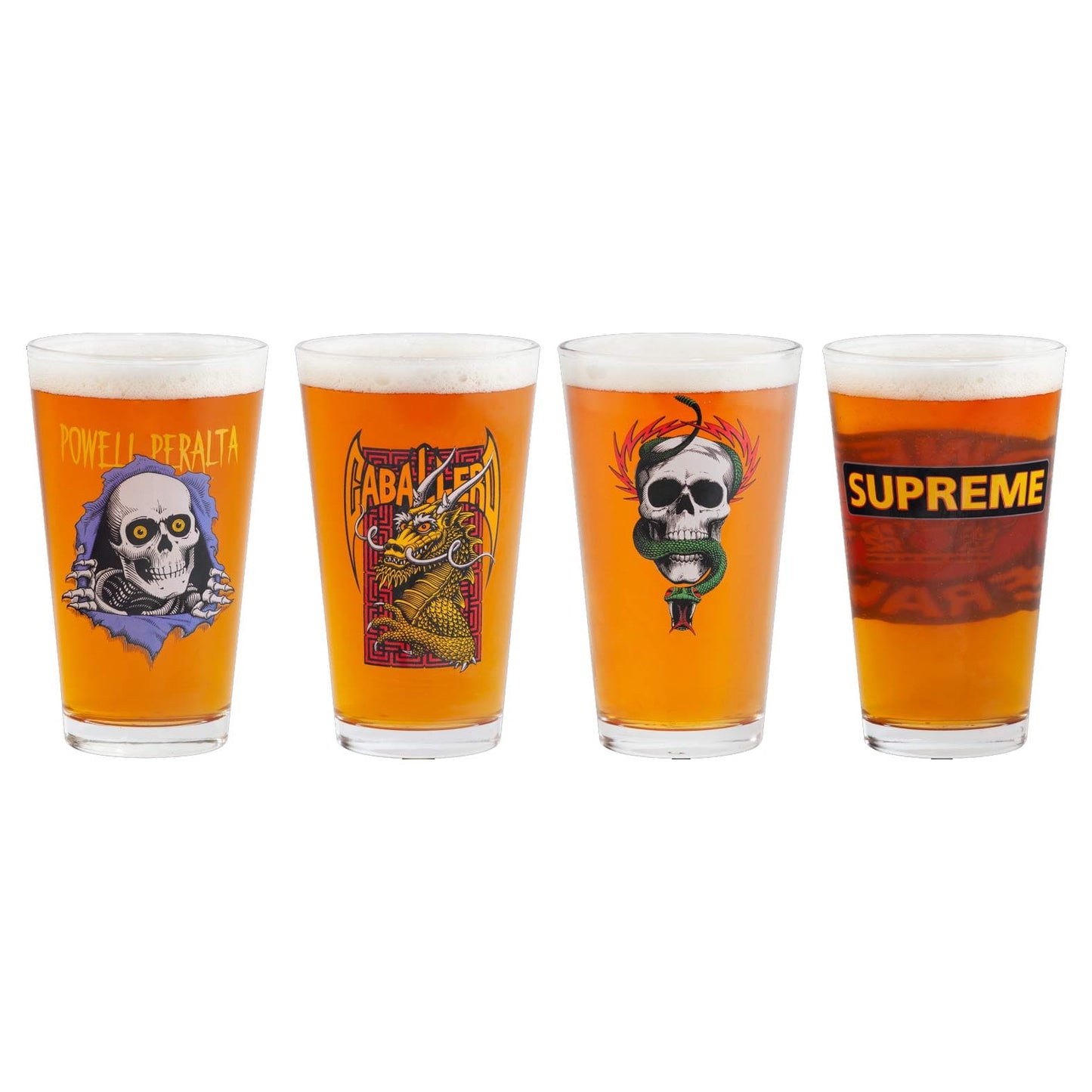 Barware Powell Peralta Supreme 16 oz Pint Glass Powell Peralta The Groove Skate Shop